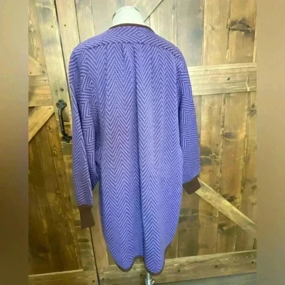 VINTAGE Valentino wool open front cardigan purple brown herringbone Sz IT42 US8